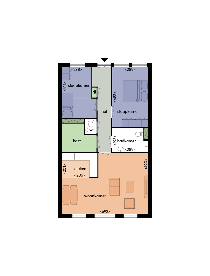 2-kamer appartement van 81 m²