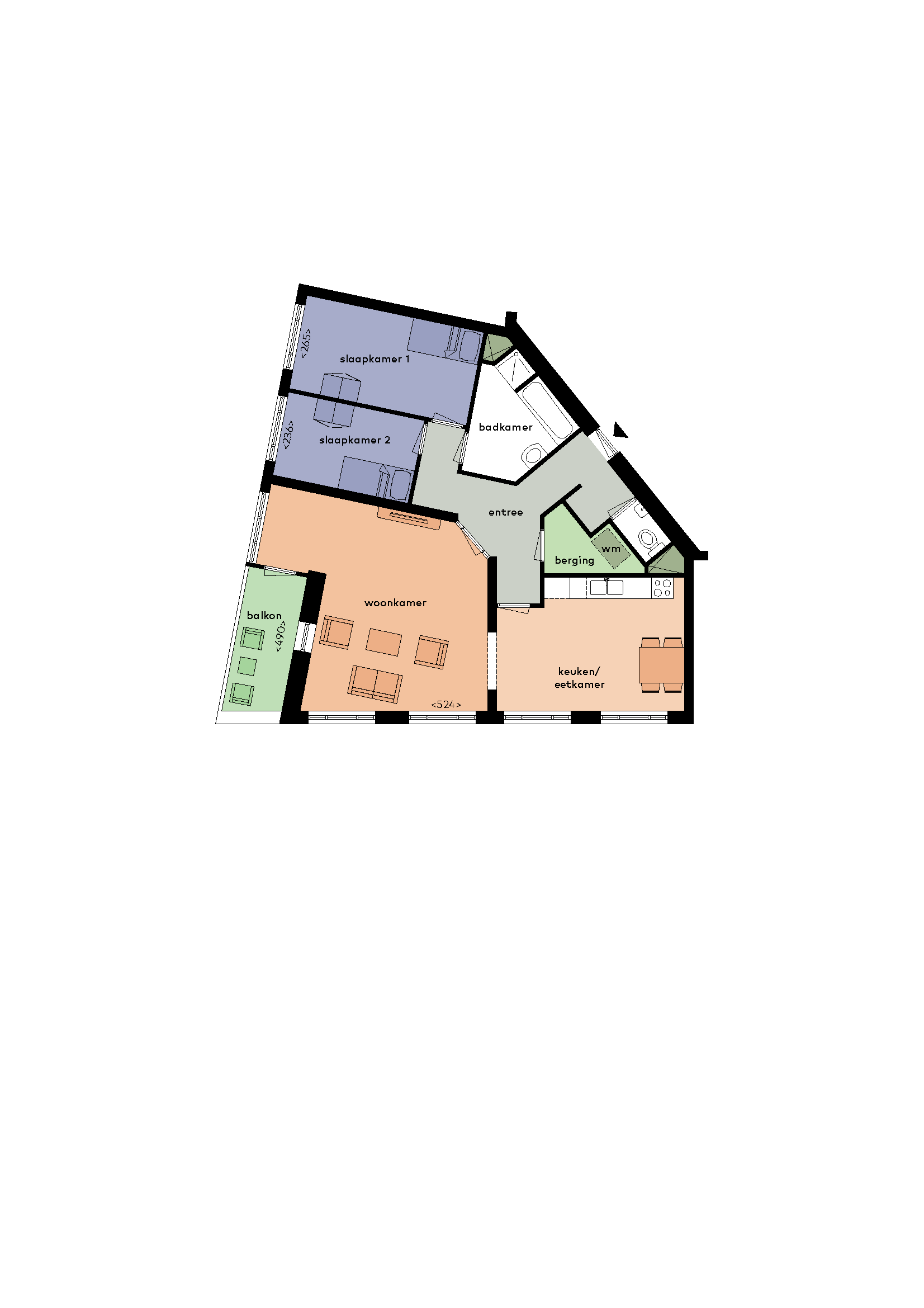 2-kamer appartement van 99 m²