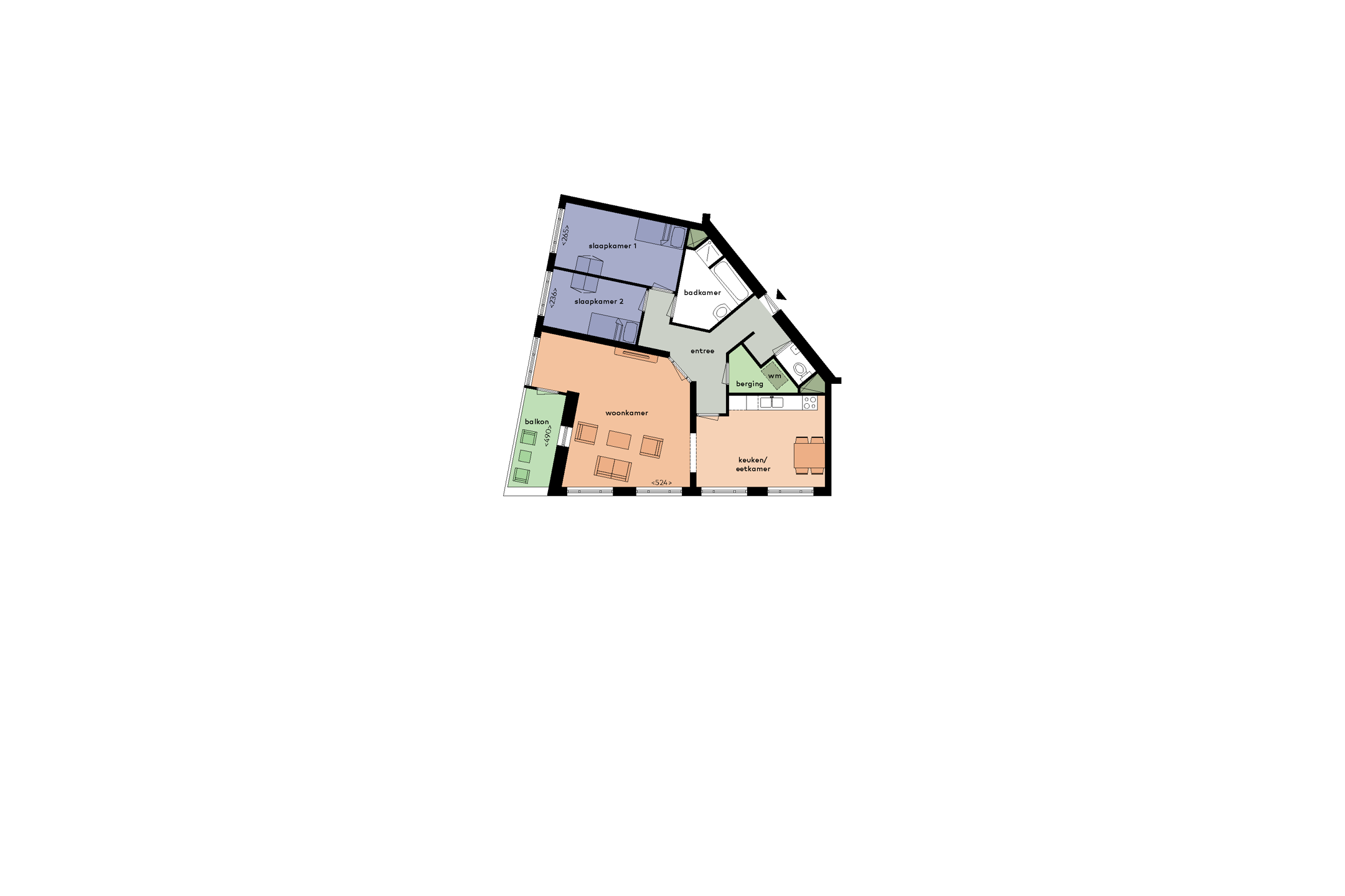 2-kamer appartement van 99 m²