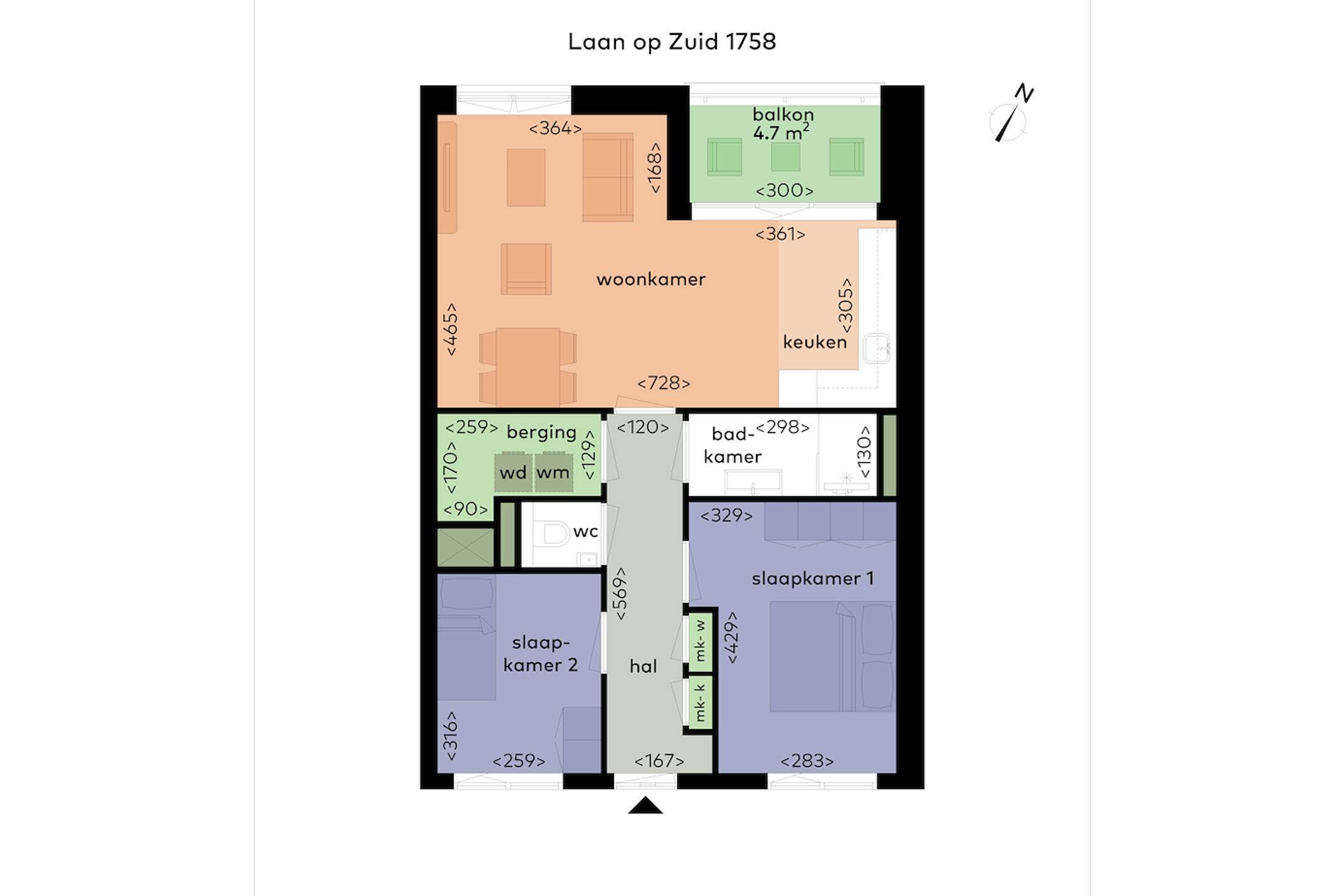 2-kamer appartement van 69 m²